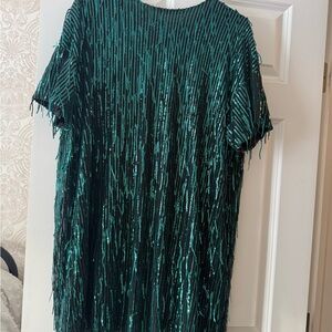 Zara Black and Green sheer and Sequin Dress